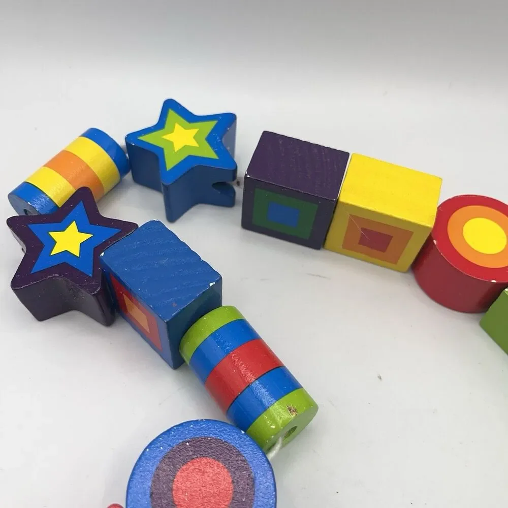 NUMBERS & SHAPES WOODEN LACING BEADS ~ Melissa & and Doug